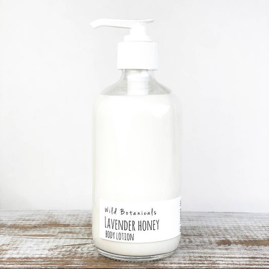 Wild Botanicals - 7.5oz Lavender Honey Lotion Glass Bottle