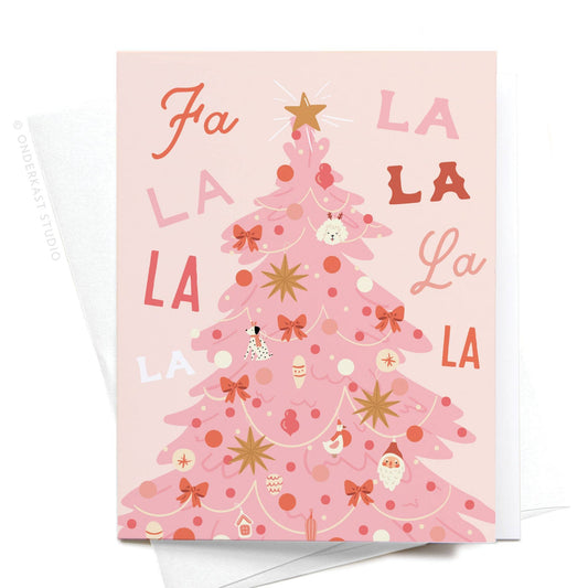 Onderkast Studio - Fa La La Pink Christmas Tree Greeting Card