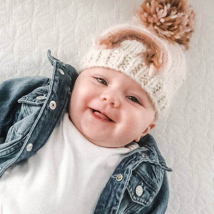 Huggalugs - Mauve Rainbow Knit Beanie Hat Baby & Kids: L (2-6 years)