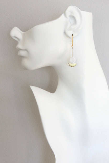 David Aubrey Jewelry - ISLE14 White and brass geometric earrings