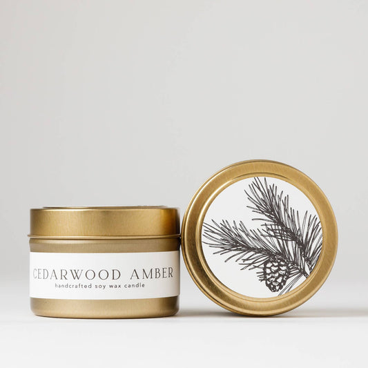 Nectar Republic - Cedarwood Amber : Tin Soy Candle  ( Holiday Christmas )