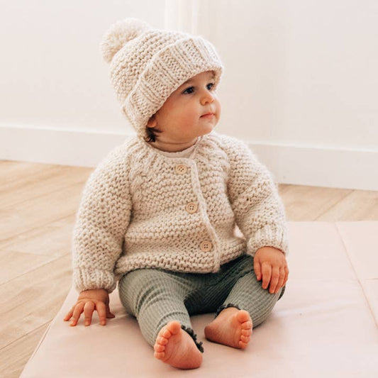 Huggalugs - Natural Garter Stitch Cardigan Sweater Baby & Toddler: 6-12 months