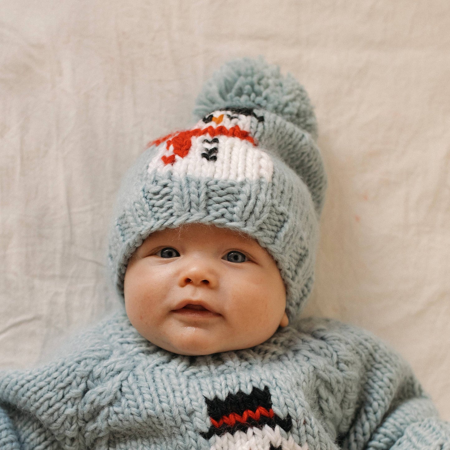 Huggalugs - Frosty Snowman Surf Blue Beanie Hat: M (6-24 months)