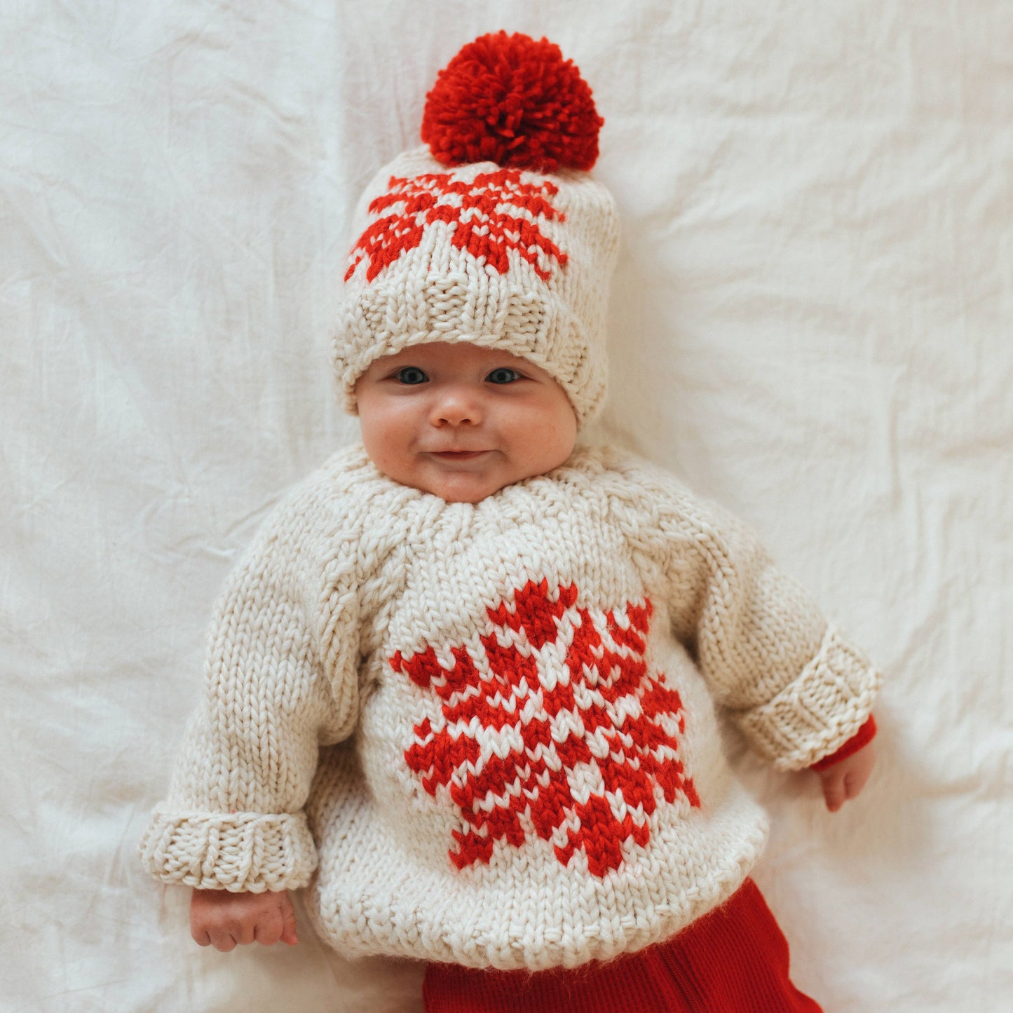 Huggalugs - Snowflake Natural Beanie Hat for Baby & Kids: M (6-24 months)