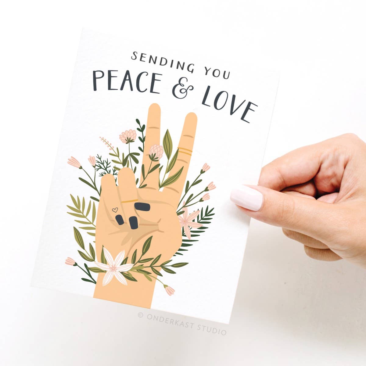 Onderkast Studio - Sending You Peace & Love Greeting Card: Light