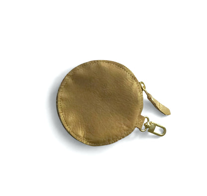 Beaudin Wholesale - Betty | Cowhide & Leather Circle Coin Purse, Gift for Women: Gold