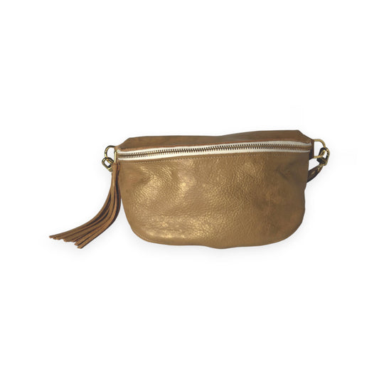 Beaudin Wholesale - Britt | Cowhide & Leather Sling Belt Bag | Gift for Women: Bronze