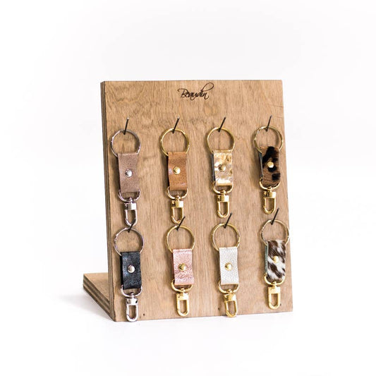 Beaudin - Key Chain In Leather, Hair on Hide: Rose Gold