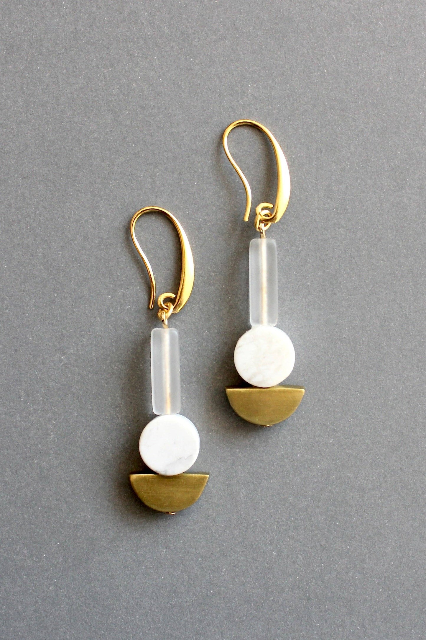 David Aubrey Jewelry - ISLE14 White and brass geometric earrings