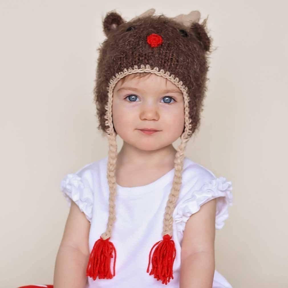 Huggalugs - Rudolph Reindeer Beanie Hat Baby & Kids: M (6-24 Months)