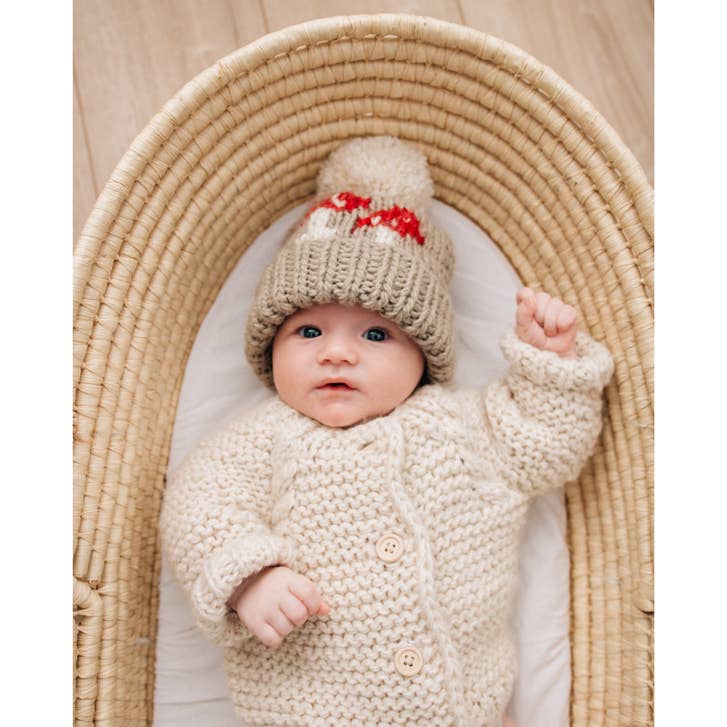 Huggalugs - Mushroom Hand Knit Beanie Hat Baby & Kids: M (6-24 months)