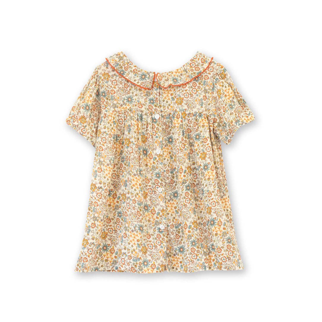 Beet World - Toddler Emily Dress with Ruffle Collar | Cottonfield Floral: 12-18 mo