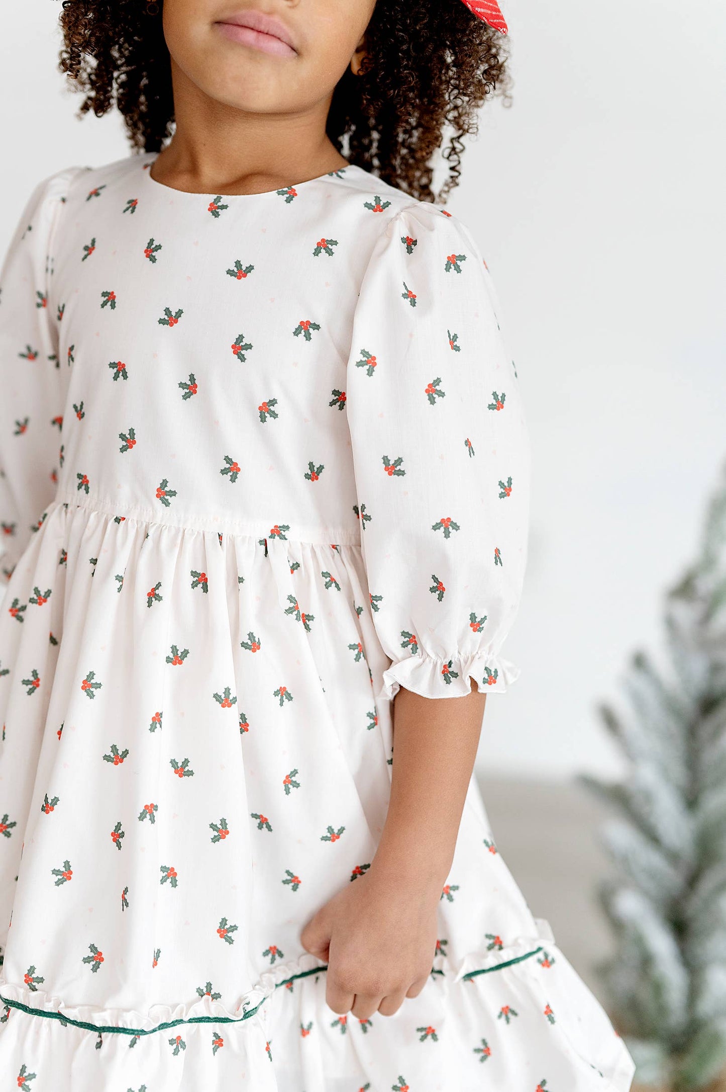 Ollie Jay - Kiki Dress in Holly Berry | Poplin Cotton Dress: 12/18m