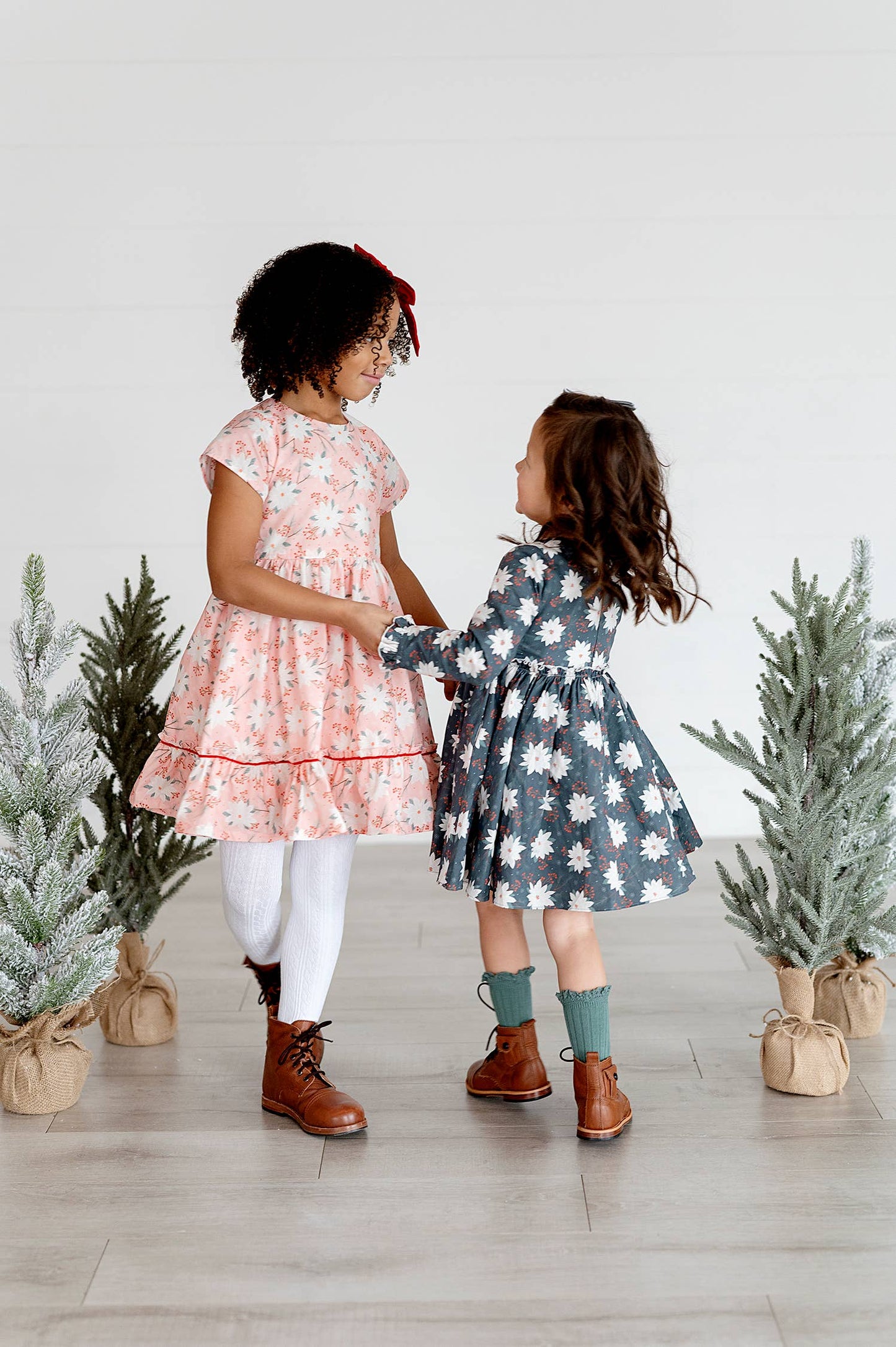 Ollie Jay - Lola Dress in Pink Poinsettia | Poplin Cotton Dress: 8