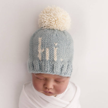 Huggalugs - Hi. Surf Blue Hand Knit Beanie Hat: M (6-24 months)