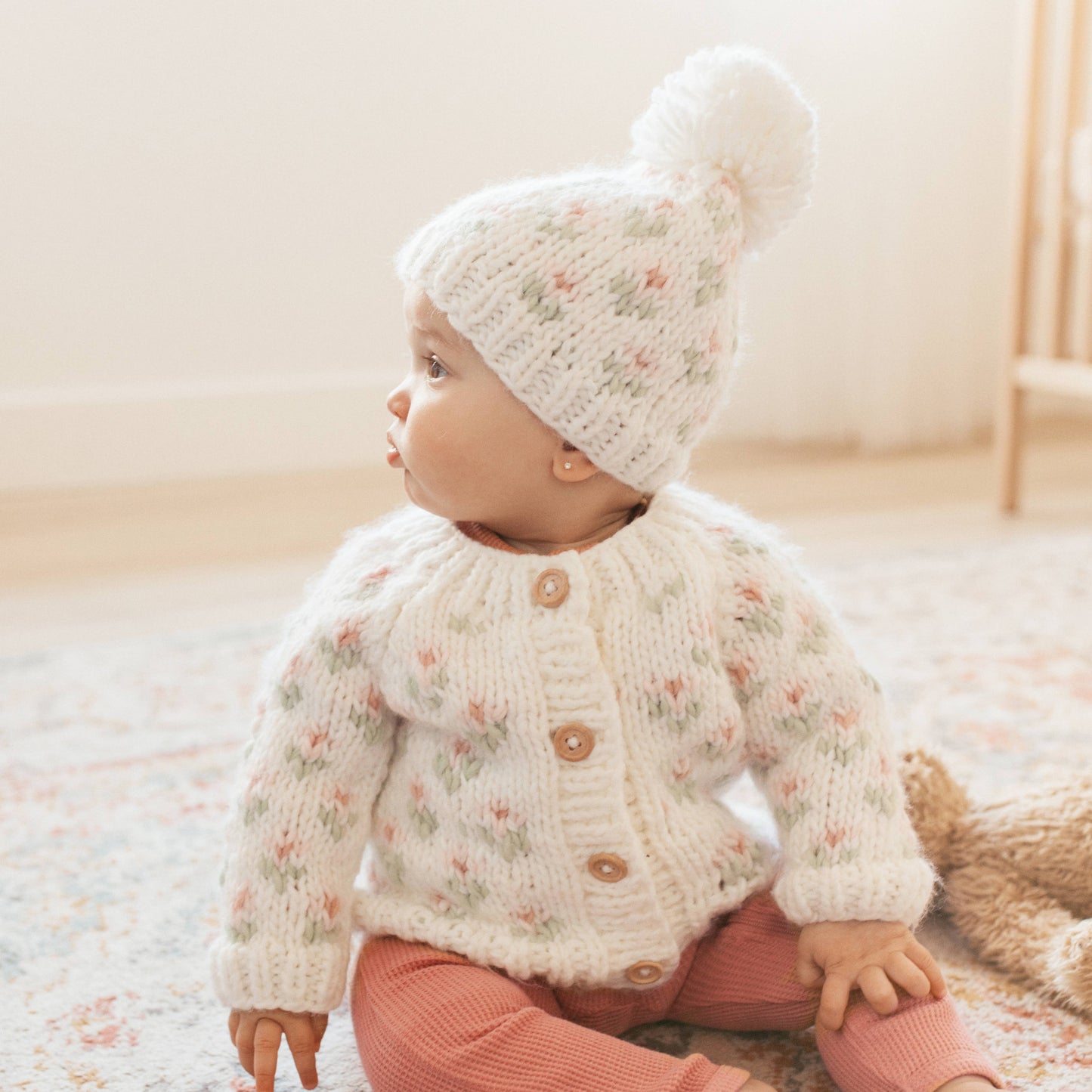 Huggalugs - Bitty Blooms Blush Cardigan Sweater Baby & Toddler: 12-18 months