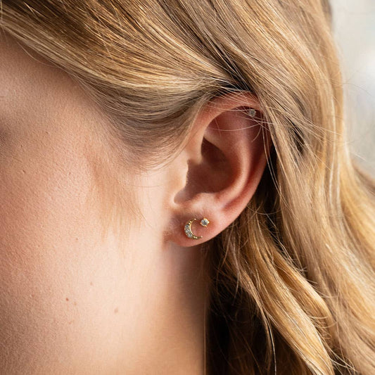 Amano Studio - Crescent Moon Crystal Stud Earrings