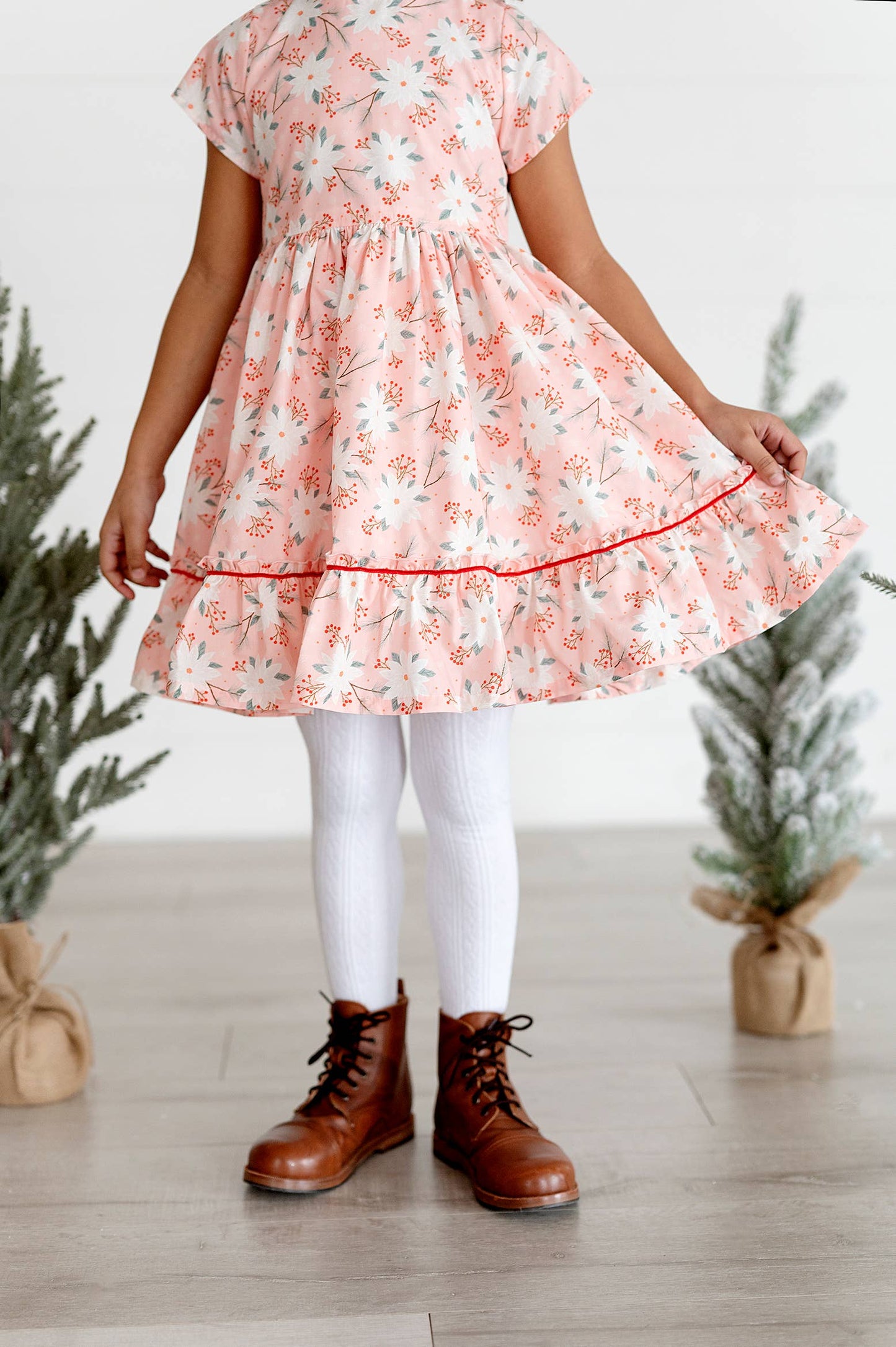 Ollie Jay - Lola Dress in Pink Poinsettia | Poplin Cotton Dress: 8