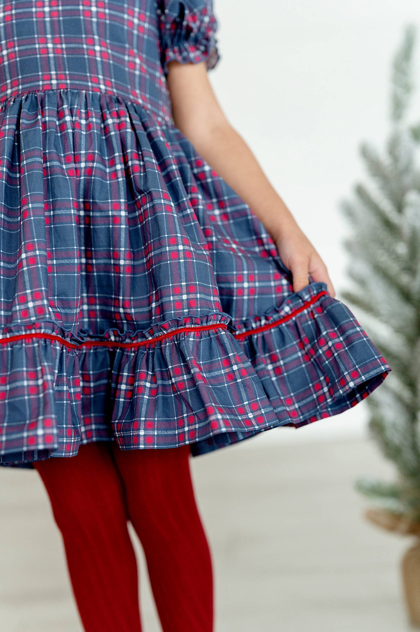 Ollie Jay - Aura Dress in Holiday Plaid | Poplin Cotton Dress: 8