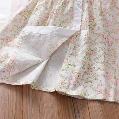MyKids-USA® - Summer Floral Print Princess Dress: Pink / (2-3Y)