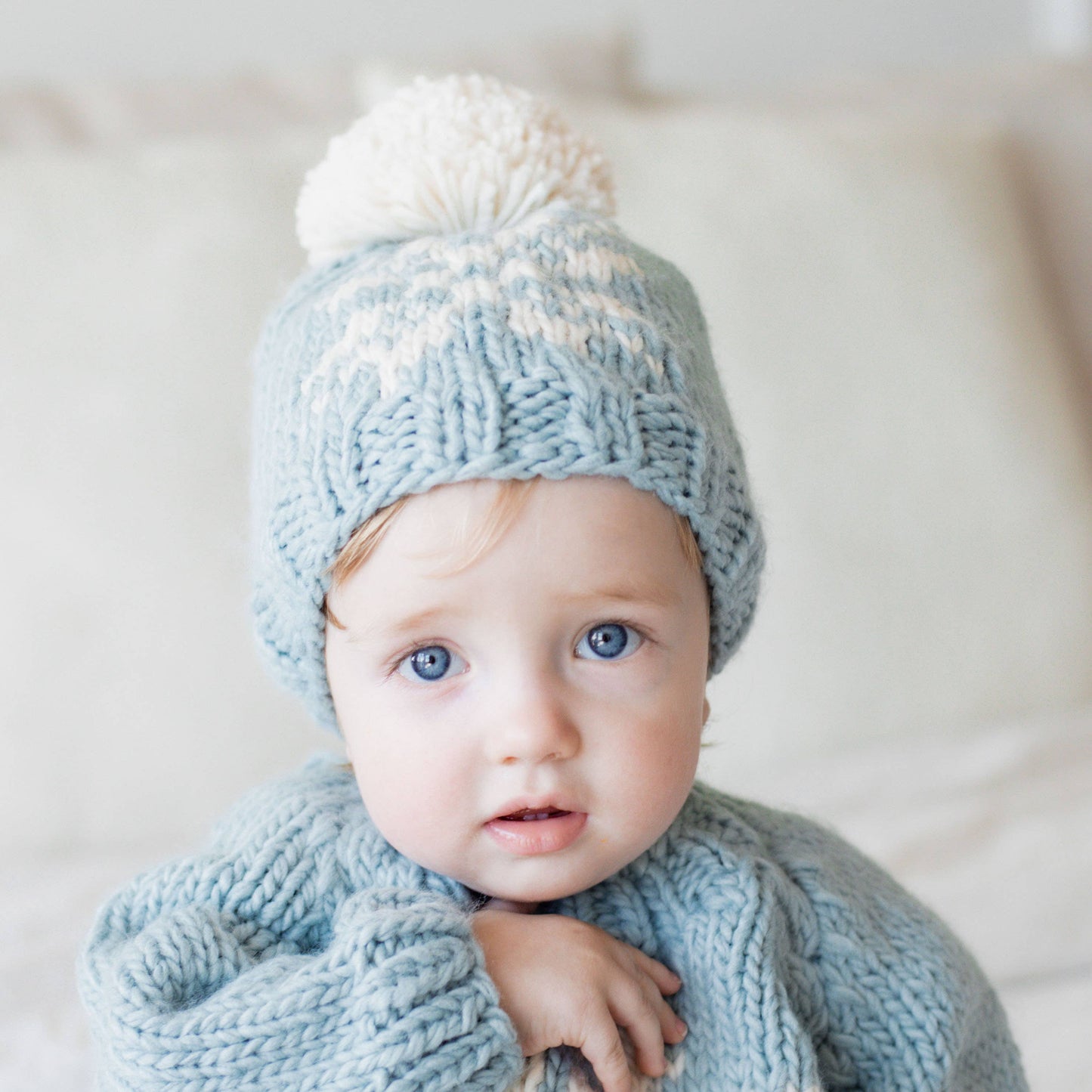 Huggalugs - Snowflake Surf Blue Beanie Hat for Baby & Kids: M (6-24 months)