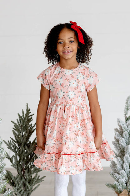 Ollie Jay - Lola Dress in Pink Poinsettia | Poplin Cotton Dress: 8