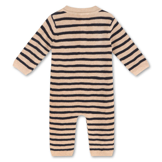 Viverano Organics - Navy Stripe Chunky Sweater Knit Baby Jumpsuit (Organic): Navy Blue Stripe / 6-12M