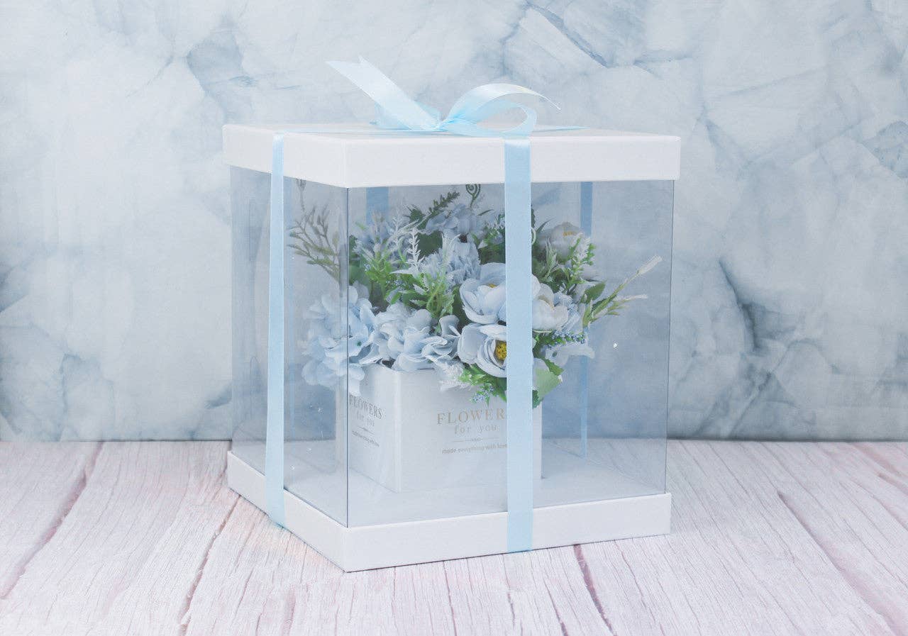 Elegant Design Supply - Square Clear Transparent PVC Flower Box with L ...