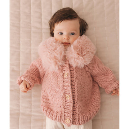 Huggalugs - Fur Collar Rosy Cardigan Sweater for Baby & Toddler: 18-24 months