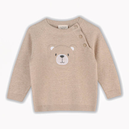 Viverano Organics - Teddy Bear Applique Baby Raglan Pullover (Organic Cotton): Oat Heather / 3-6M