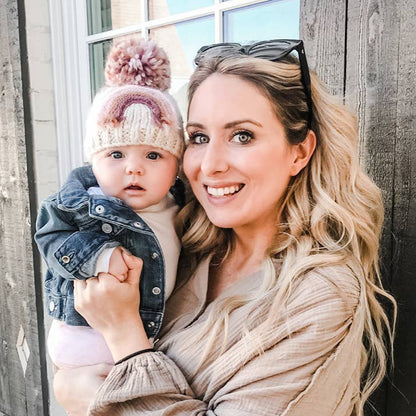 Huggalugs - Mauve Rainbow Knit Beanie Hat Baby & Kids: L (2-6 years)