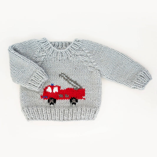 Huggalugs - Fire Engine Crew Neck Sweater for Baby & Toddler: 12-18 months