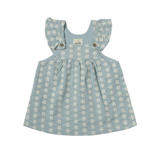Vignette - Opal Dress in Frost Blue Embroidery: 12-18m