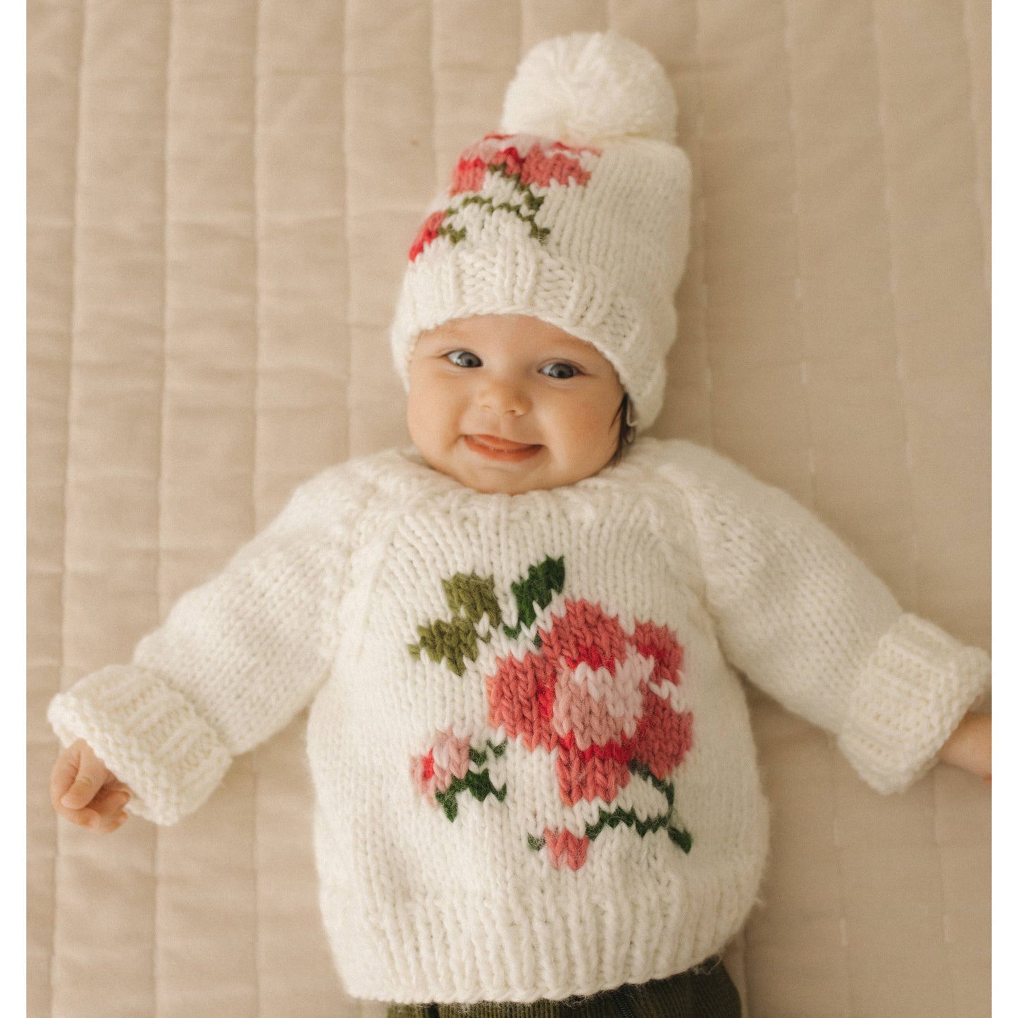 Huggalugs - Rose Crew Neck Sweater for Baby & Toddler: 12-18 months