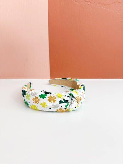 Little Sunshines Bow & Co - St Patricks Day Topknot Headbands : Metallic Clover