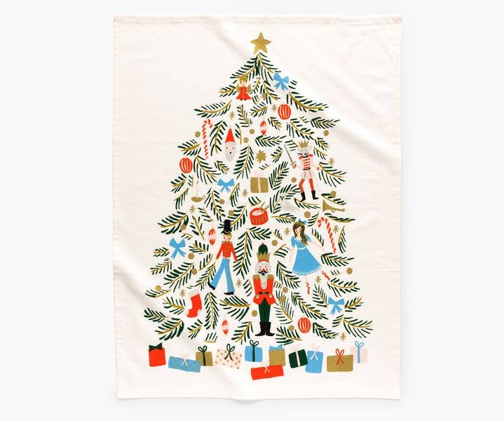 christmas tea towel, charlie brown and co tree farm christmas