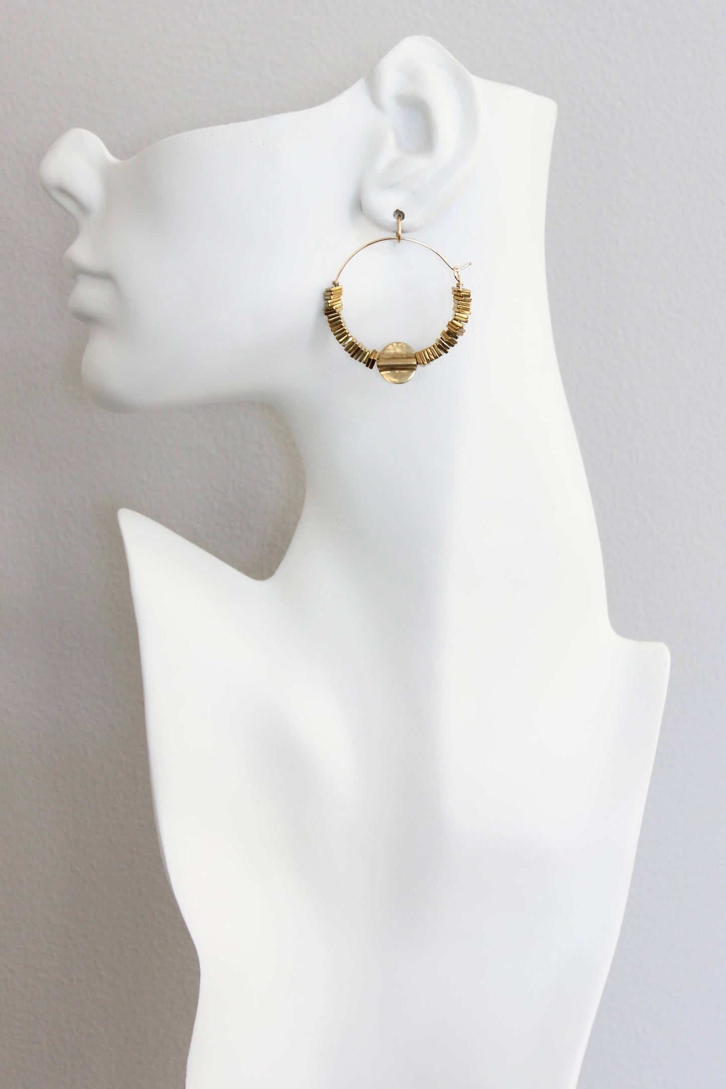 David Aubrey Jewelry - ISLE05 Gold hematite hoop earrings