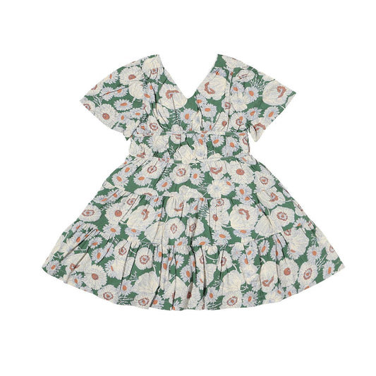 Vignette - Indigo Dress in Green Floral: 12-18m