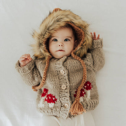 Huggalugs - Mushroom Pebble Cardigan Sweater Baby & Toddler: 6-12 months