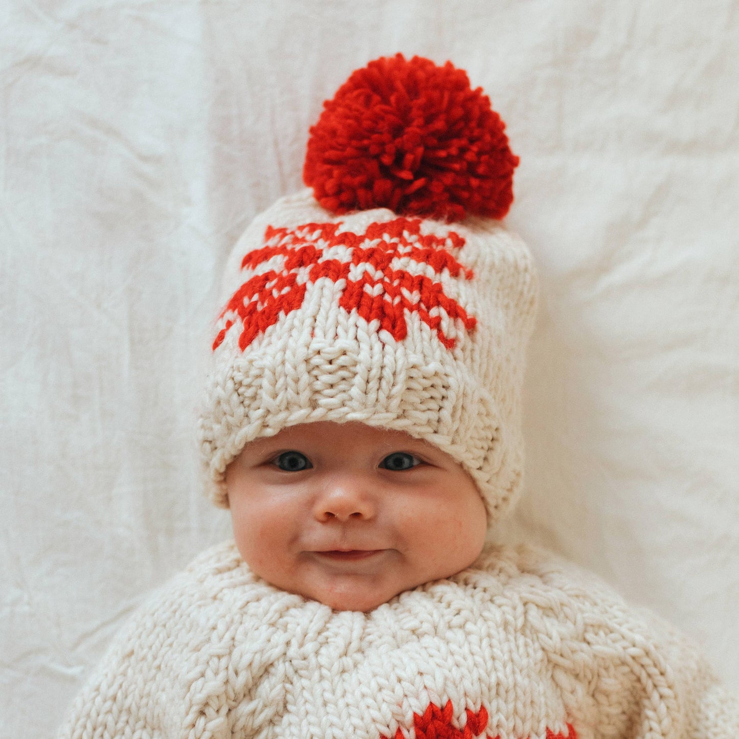 Huggalugs - Snowflake Natural Beanie Hat for Baby & Kids: M (6-24 months)