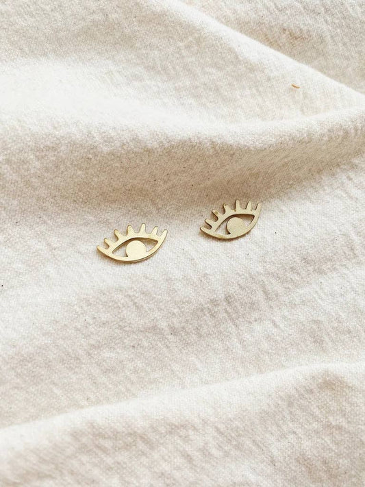 Whiskey + Wine - Eye Brass Earrings