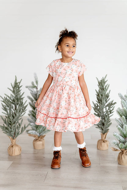 Ollie Jay - Lola Dress in Pink Poinsettia | Poplin Cotton Dress: 2