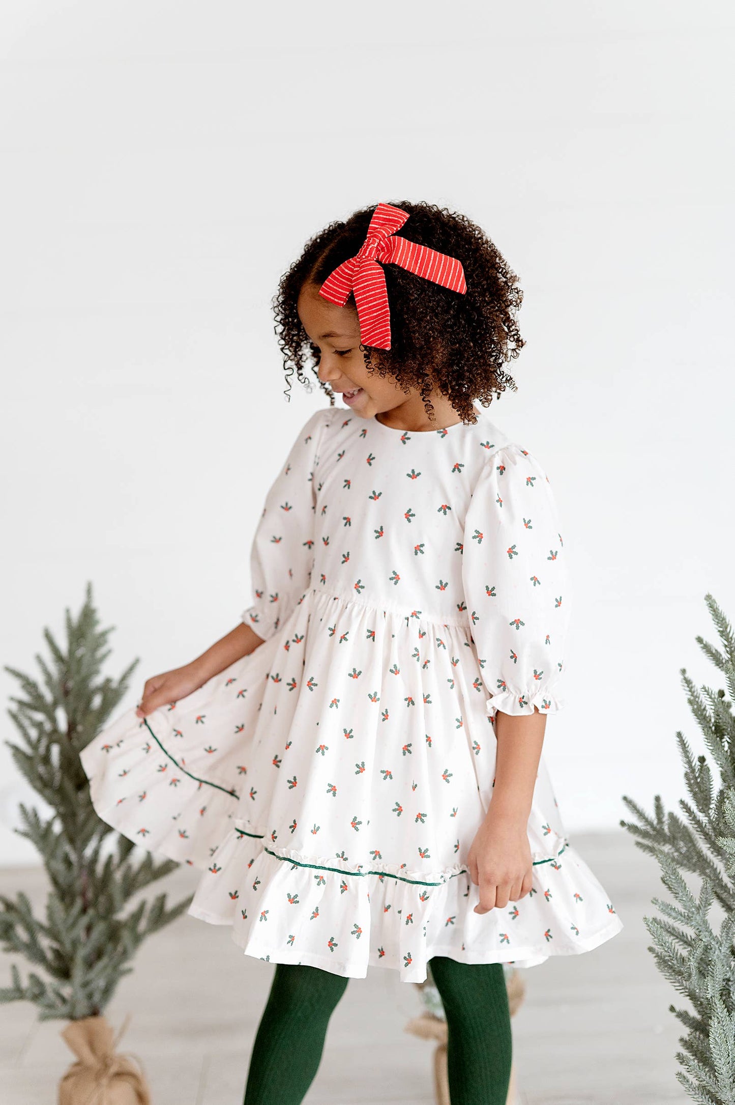 Ollie Jay - Kiki Dress in Holly Berry | Poplin Cotton Dress: 12/18m