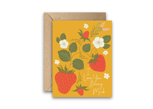 Amicreative - Strawberry Love Greeting Card - Love and Valentines Day: Single