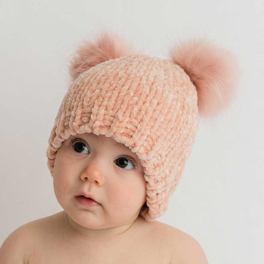 Huggalugs - Champagne Chenille Beanie Hat Baby & Kids: M (6-24 Months)