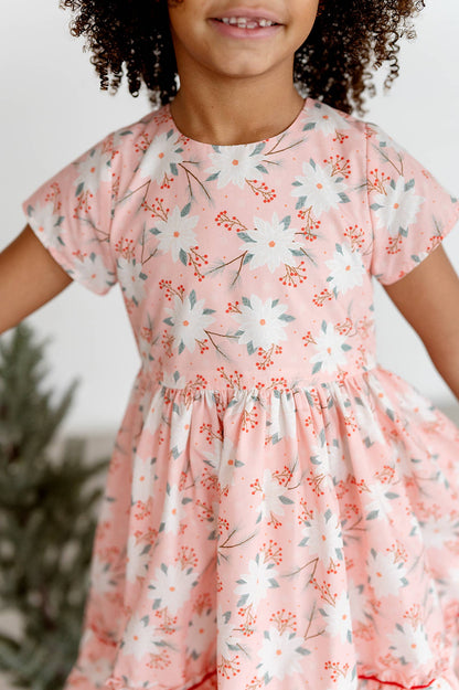 Ollie Jay - Lola Dress in Pink Poinsettia | Poplin Cotton Dress: 8