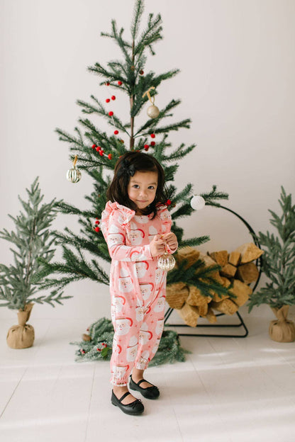 Ollie Jay - Mabel Romper in Santa Cocoa | Baby Christmas Clothing: 3/6m