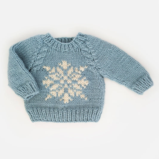 Huggalugs - Snowflake Surf Blue Crew Neck Sweater for Baby & Toddler: 0-6 months