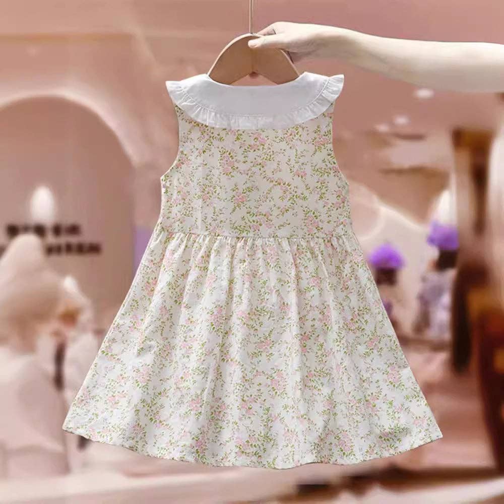 MyKids-USA® - Summer Floral Print Princess Dress: Pink / (2-3Y)