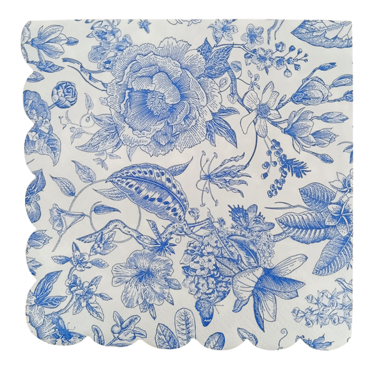 Sweet Water Decor - Blue Delft Foil Heart Cocktail Napkins